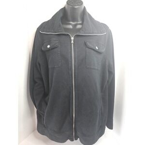 Lauren Ralph Lauren Black Full Zip Funnel Neck Sweatshirt Jacket RUNS SMALL - 1X